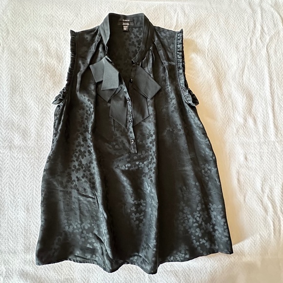 Sleeveless Silk Blouse, Size XS, Black - Picture 2 of 14